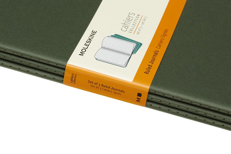 Produktbild: MOLESKINE CAHIER XL, 3ER SET, LINIERT, KARTONEINBAND, MYRTENGR&Uuml;N