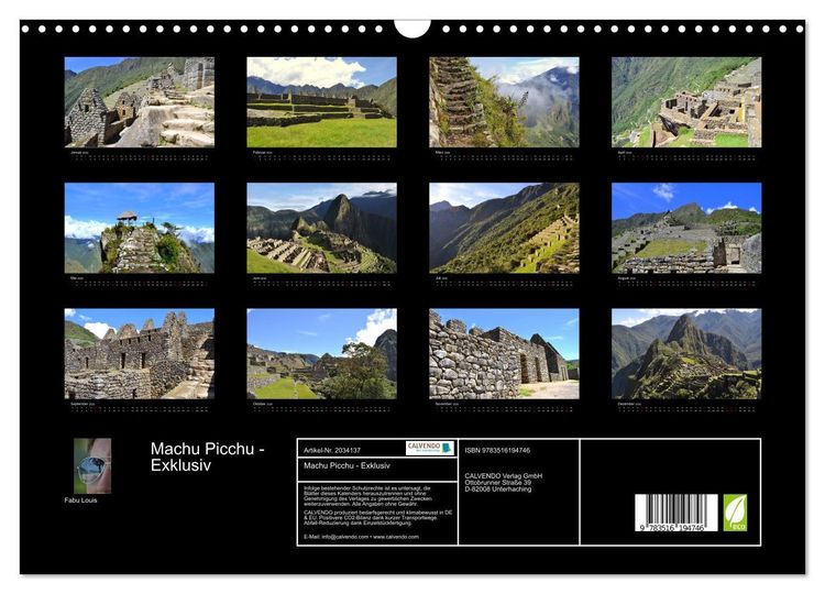 Produktbild: Machu Picchu - Exklusiv (Wandkalender 2026 DIN A3 quer), CALVENDO Monatskalender