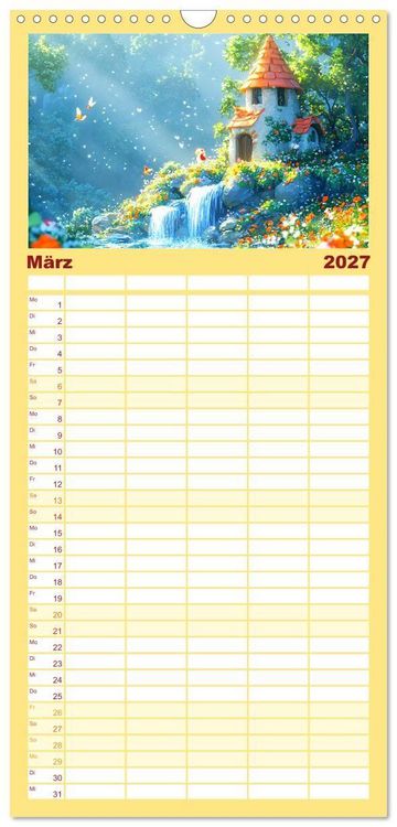 Produktbild: Familienplaner 2027 - Willkommen im Wunderwald. Zauberhafte Abenteuer mit tierischen Freunden mit 5 Spalten (Wandkalender, 21 x 45 cm) CALVENDO
