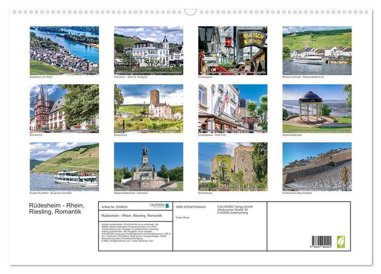 Produktbild: R&uuml;desheim - Rhein, Riesling, Romantik (Wandkalender 2026 DIN A2 quer), CALVENDO Monatskalender