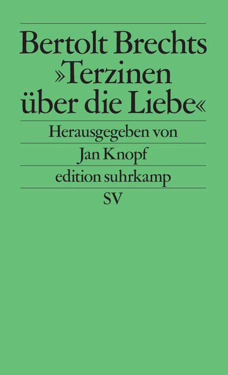 Produktbild: Bertolt Brechts &raquo;Terzinen &uuml;ber die Liebe&laquo;