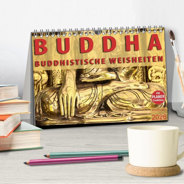 Produktbild: BUDDHA Buddhistische Weisheiten (Tischkalender 2026 DIN A5 quer), CALVENDO Monatskalender