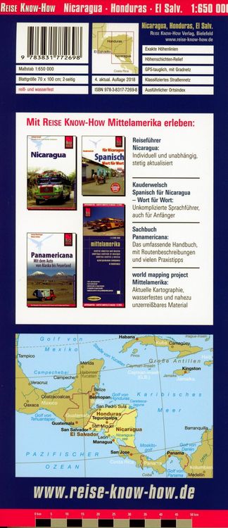 Produktbild: Reise Know-How Landkarte Nicaragua, Honduras, El Salvador (1:650.000)
