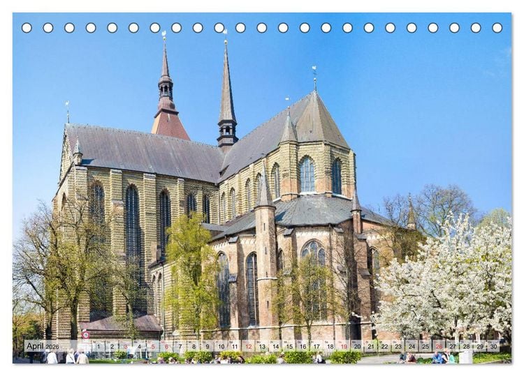 Produktbild: Hansestadt Rostock Historischer Stadtkern bis Warnem&uuml;nde (Tischkalender 2026 DIN A5 quer), CALVENDO Monatskalender