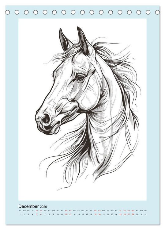 Produktbild: Sketchy Power Horses (Desk Calendar 2026 DIN A5 portrait), CALVENDO 12 Month DeskCalendar