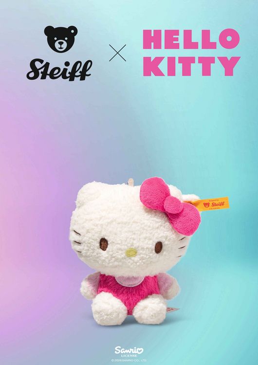 Produktbild: Steiff 024818 - Hello Kitty Anh&auml;nger, wei&szlig;/pink, Pl&uuml;sch, 10 cm