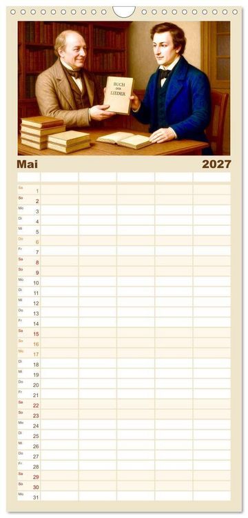 Produktbild: Familienplaner 2027 - Heinrich Heine. Sein Leben, seine literarischen Werke mit 5 Spalten (Wandkalender, 21 x 45 cm) CALVENDO