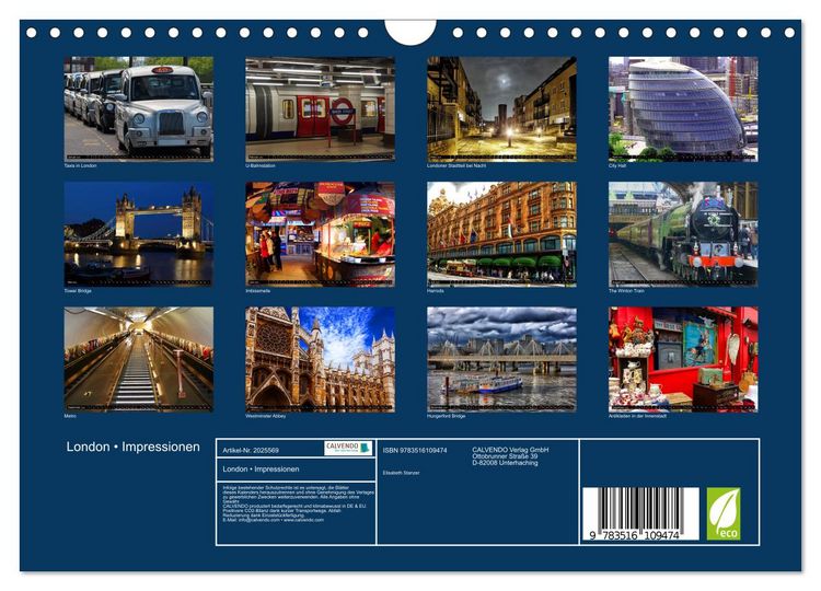 Produktbild: London &bull; Impressionen (Wandkalender 2026 DIN A4 quer), CALVENDO Monatskalender