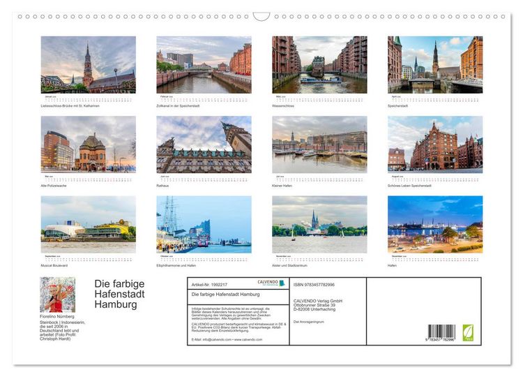 Produktbild: Die farbige Hafenstadt Hamburg (Wandkalender 2026 DIN A2 quer), CALVENDO Monatskalender