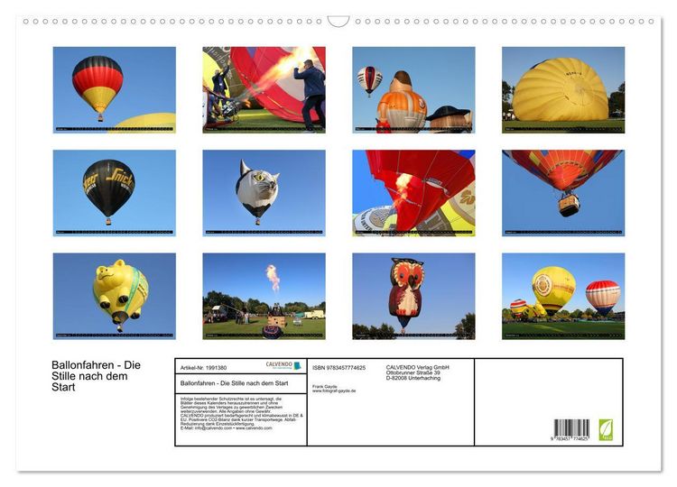 Produktbild: Ballonfahren - Die Stille nach dem Start (Wandkalender 2026 DIN A2 quer), CALVENDO Monatskalender