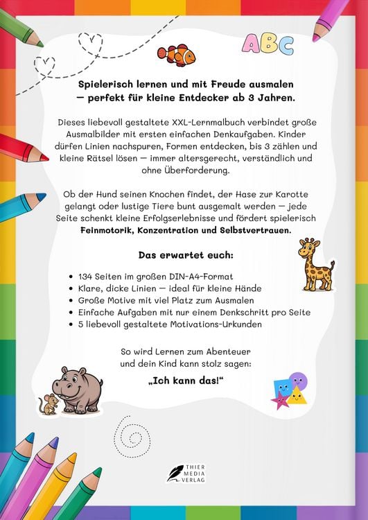 Produktbild: Mein spielerisches XXL-Lernmalbuch f&uuml;r Kinder ab 3 Jahren