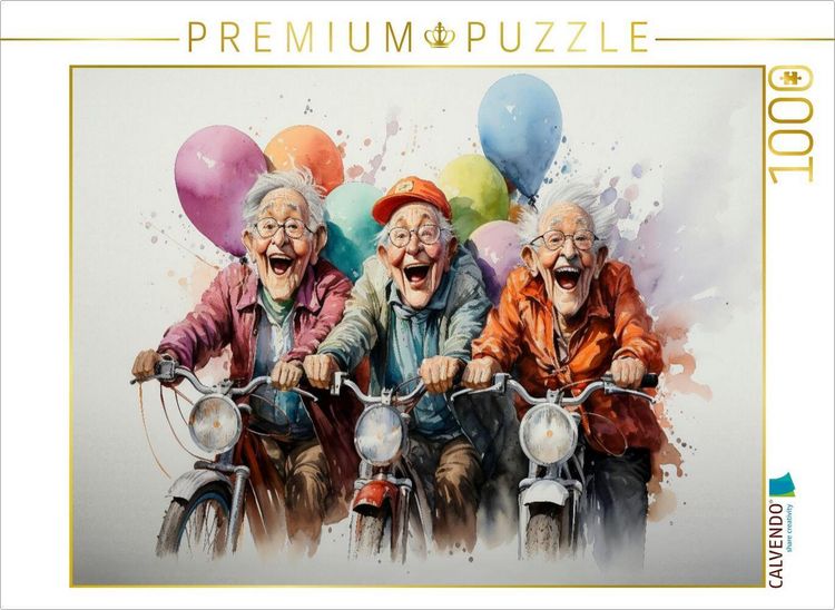 Produktbild: CALVENDO Puzzle Lustige Rentner - Mopedasflug | 1000 Teile Lege-Gr&ouml;&szlig;e 64x48cm Foto-Puzzle f&uuml;r gl&uuml;ckliche Stunden