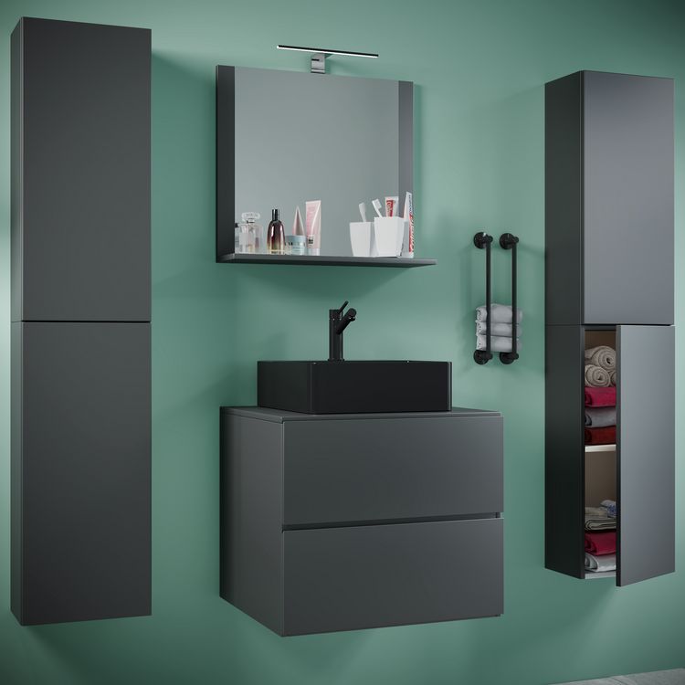 Produktbild: 5-tlg Waschtisch Badm&ouml;bel 60cm Lendas XL Schublade