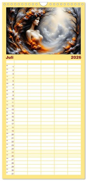 Produktbild: Familienplaner 2026 - Die Magie der Natur Monatsk&ouml;niginnen mit 5 Spalten (Wandkalender, 21 x 45 cm) CALVENDO
