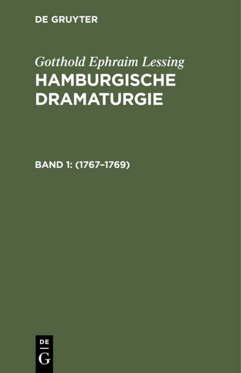 Produktbild: Hamburgische Dramaturgie: 1767&ndash;1769, Band 1/2