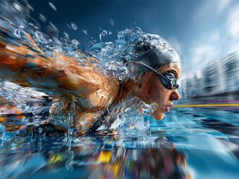 Produktbild: CALVENDO Puzzle Schwimmerin in Bewegung im Wettkampf. Ausdrucksstarkes Sportmotiv im k&uuml;nstlerischen Stil | 1000 Teile Lege-Gr&ouml;&szlig;e 64x48cm Foto-Puzzle f