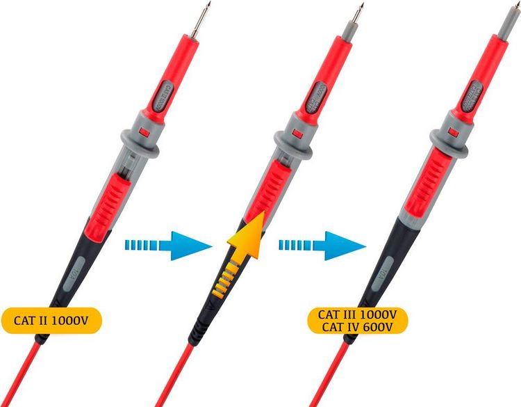 Produktbild: VOLTCRAFT MS-4PS Sicherheits-Messleitung 4 mm Sicherheits-Stecker Pr&uuml;fspitze 1.00 m Schwarz, Rot 1 St.