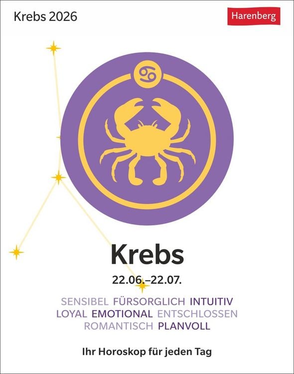 Produktbild: Krebs Sternzeichenkalender 2026 - Tagesabreißkalender - Ihr Horoskop für jeden Tag