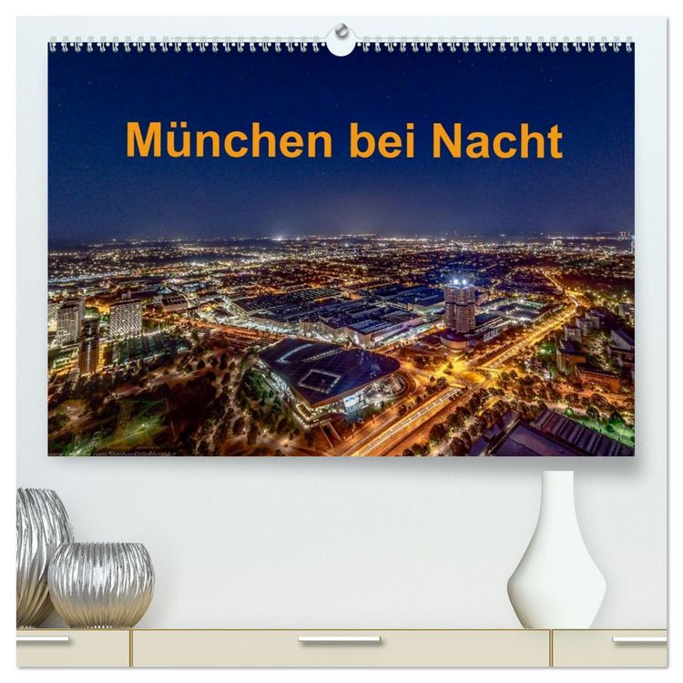 Produktbild: M&uuml;nchen bei Nacht (hochwertiger Premium Wandkalender 2026 DIN A2 quer), Kunstdruck in Hochglanz