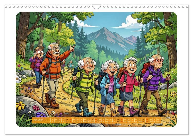 Produktbild: Charmante Rentner im Comic-Stil (Wandkalender 2027 DIN A3 quer), CALVENDO Monatskalender