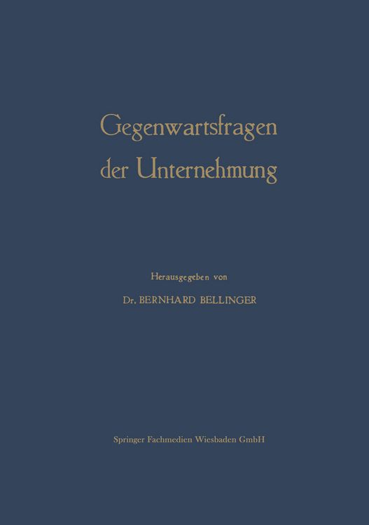 Produktbild: Gegenwartsfragen der Unternehmung