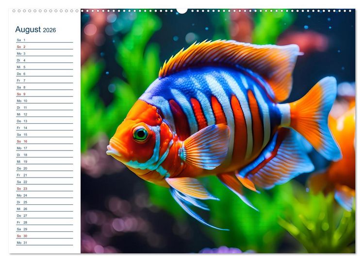 Produktbild: Aquarienzauber - Bunte KI Unterwasserwelten (Wandkalender 2026 DIN A2 quer), CALVENDO Monatskalender
