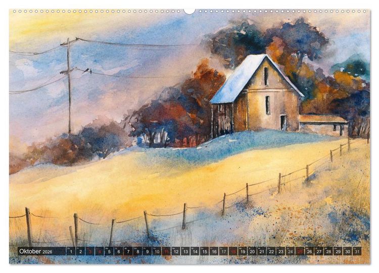 Produktbild: Landschaft in Aquarell (hochwertiger Premium Wandkalender 2026 DIN A2 quer), Kunstdruck in Hochglanz