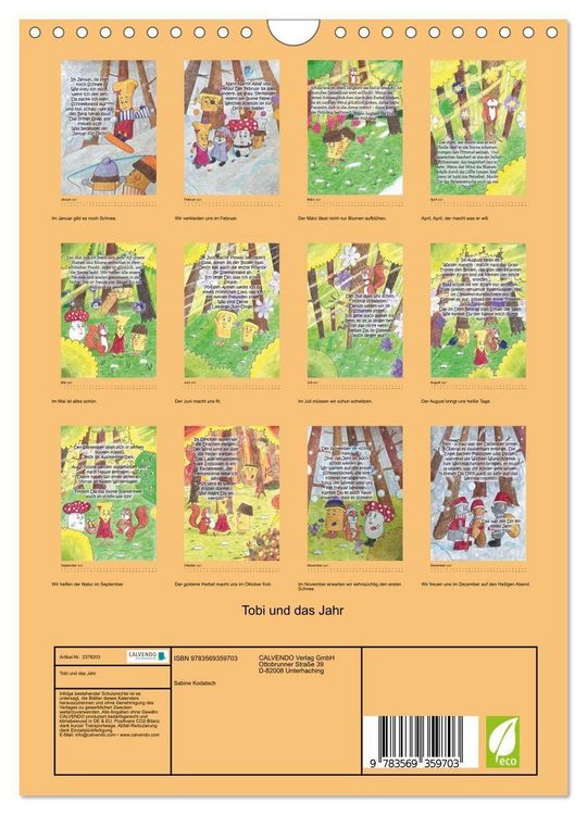 Produktbild: Tobi und das Jahr (Wandkalender 2027 DIN A4 hoch), CALVENDO Monatskalender