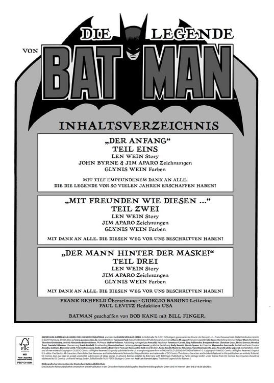 Produktbild: Batman Klassiker: Die Legende von Batman