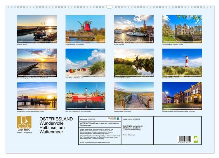 Produktbild: OSTFRIESLAND Wundervolle Halbinsel am Wattenmeer (Wandkalender 2027 DIN A2 quer), CALVENDO Monatskalender