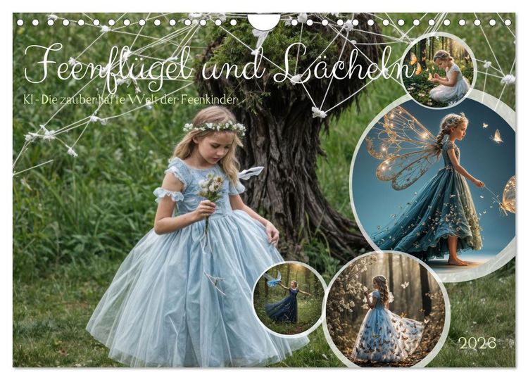 Produktbild: Feenfl&uuml;gel und L&auml;cheln KI - Die zauberhafte Welt der Feenkinder (Wandkalender 2026 DIN A4 quer), CALVENDO Monatskalender
