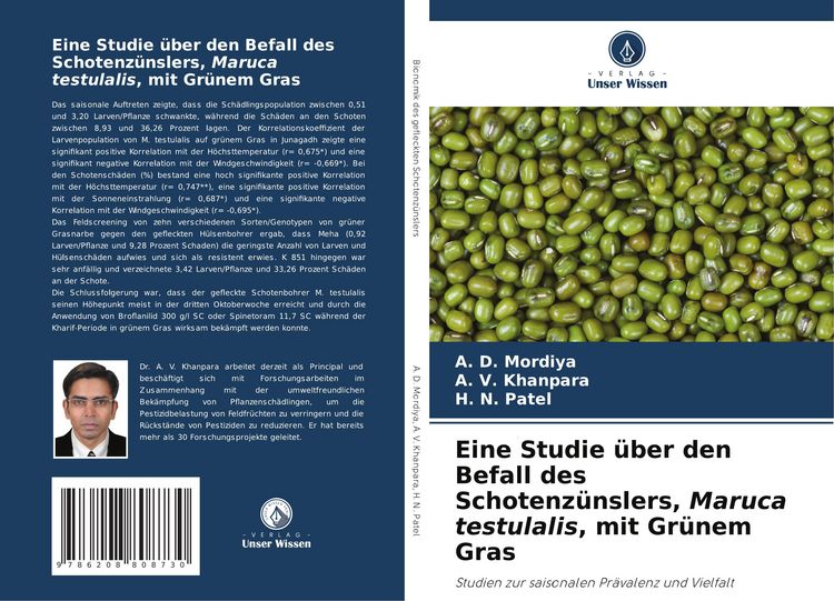 Produktbild: Eine Studie &uuml;ber den Befall des Schotenz&uuml;nslers, Maruca testulalis, mit Gr&uuml;nem Gras