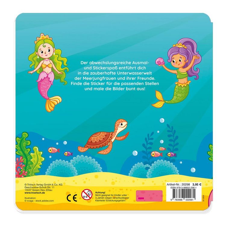Produktbild: Tr&ouml;tsch Malbuch Stickermalbuch Meerjungfrauen