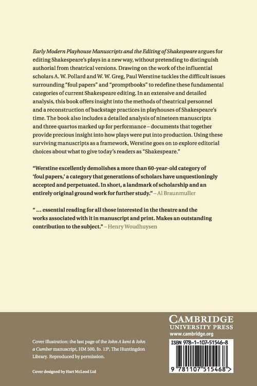 Produktbild: Early Modern Playhouse Manuscripts and the Editing of Shakespeare