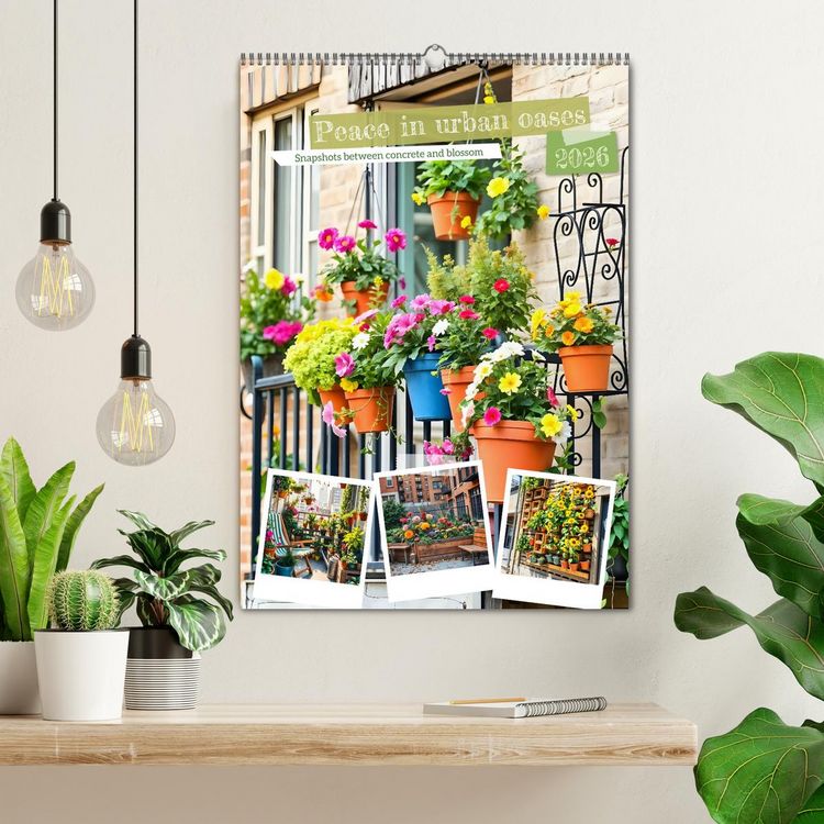 Produktbild: Peace in urban oases - Snapshots between concrete and blossom (Wall Calendar 2026 DIN A2 portrait), CALVENDO 12 Month Wall Calendar