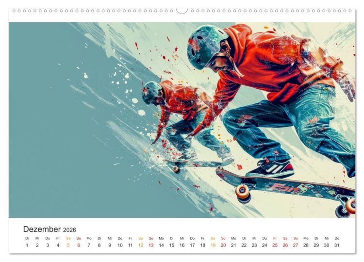 Produktbild: Skateboarding - tolle Momente (Wandkalender 2026 DIN A2 quer), CALVENDO Monatskalender