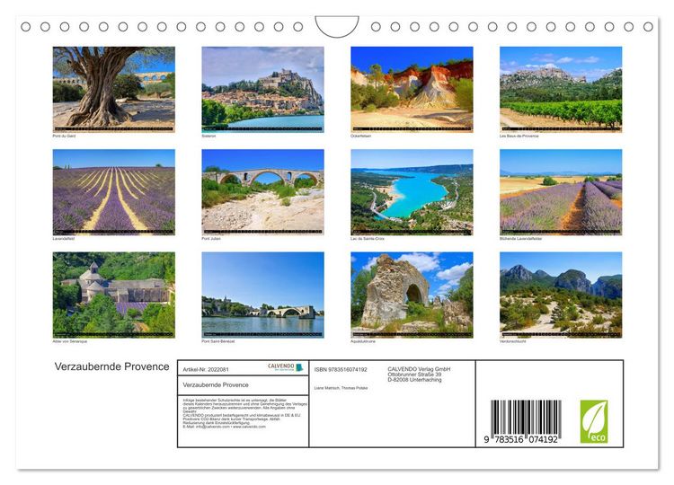Produktbild: Verzaubernde Provence (Wandkalender 2026 DIN A4 quer), CALVENDO Monatskalender