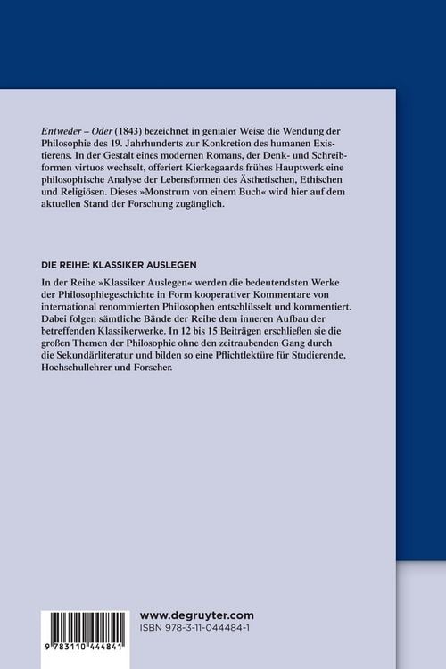 Produktbild: S&oslash;ren Kierkegaard: Entweder &ndash; Oder