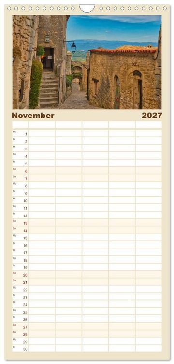 Produktbild: Familienplaner 2027 - Frankreichs idyllische D&ouml;rfer mit 5 Spalten (Wandkalender, 21 x 45 cm) CALVENDO