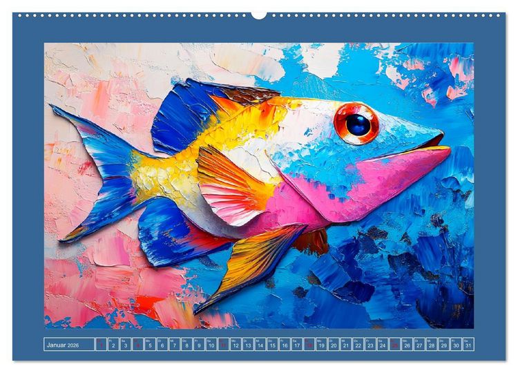 Produktbild: Bunte Fische im &Ouml;lgem&auml;lde-Stil. Zuhause in den Meerestiefen (Wandkalender 2026 DIN A2 quer), CALVENDO Monatskalender