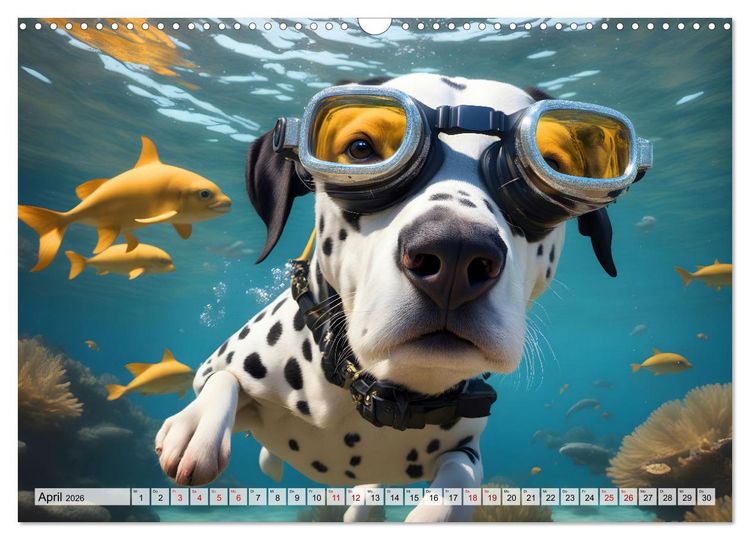 Produktbild: Hunde abgetaucht (Wandkalender 2026 DIN A3 quer), CALVENDO Monatskalender