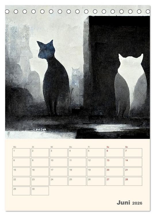 Produktbild: Die 7 Leben einer Katze (Tischkalender 2026 DIN A5 hoch), CALVENDO Monatskalender