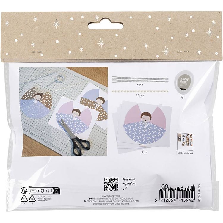Produktbild: Creativ Company DIY Mini Kreativ Set Papierdeko, 4 x Engel, sortierte Farben