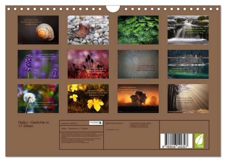 Produktbild: Haiku - Gedichte in 17 Silben (Wandkalender 2026 DIN A4 quer), CALVENDO Monatskalender