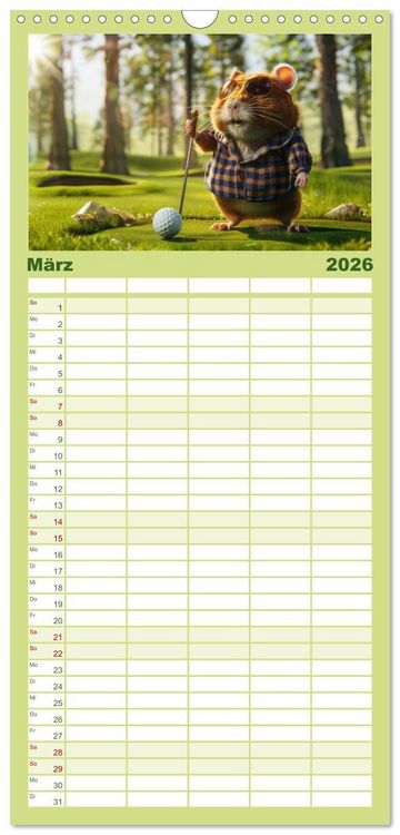 Produktbild: Familienplaner 2026 - Der tierisch lustige Golfkalender mit 5 Spalten (Wandkalender, 21 x 45 cm) CALVENDO