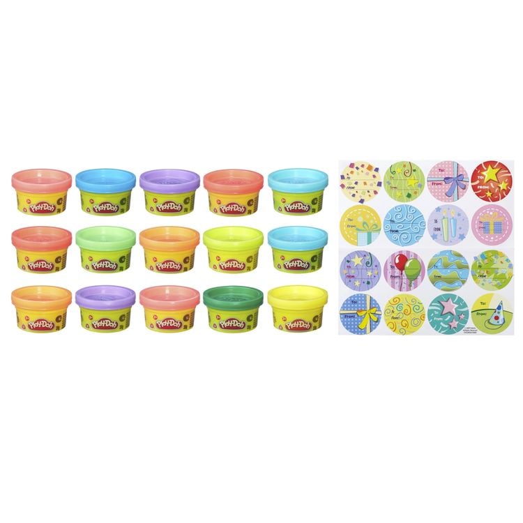 Hasbro 18367EU4 - Play-Doh Partyknete, Set mit 15 Dosen Knete à 28g und Sticker, Knete