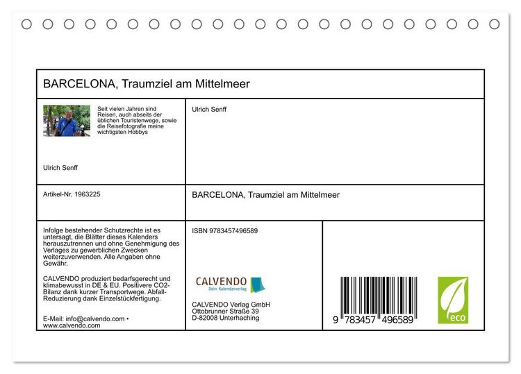 Produktbild: BARCELONA, Traumziel am Mittelmeer (Tischkalender 2026 DIN A5 quer), CALVENDO Monatskalender