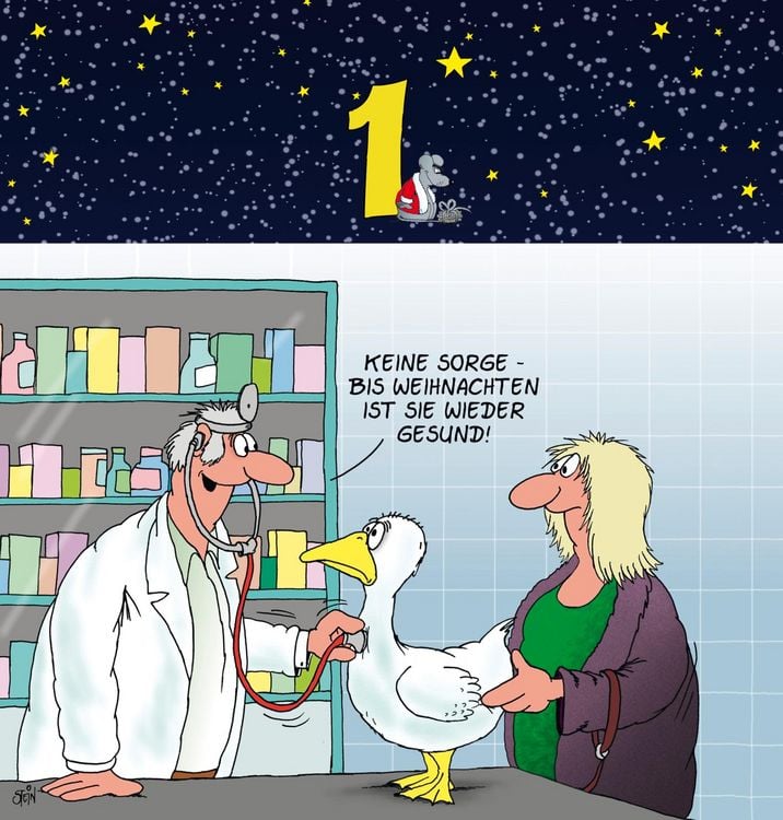 Produktbild: Uli Stein Adventskalender mit 24 Weihnachtskarten