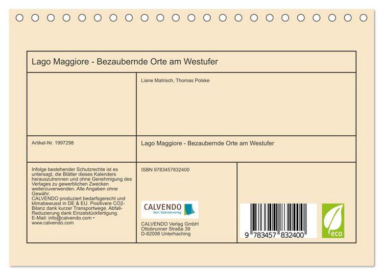 Produktbild: Lago Maggiore - Bezaubernde Orte am Westufer (Tischkalender 2026 DIN A5 quer), CALVENDO Monatskalender