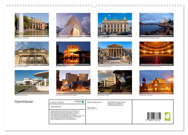 Produktbild: Opernh&auml;user (hochwertiger Premium Wandkalender 2026 DIN A2 quer), Kunstdruck in Hochglanz